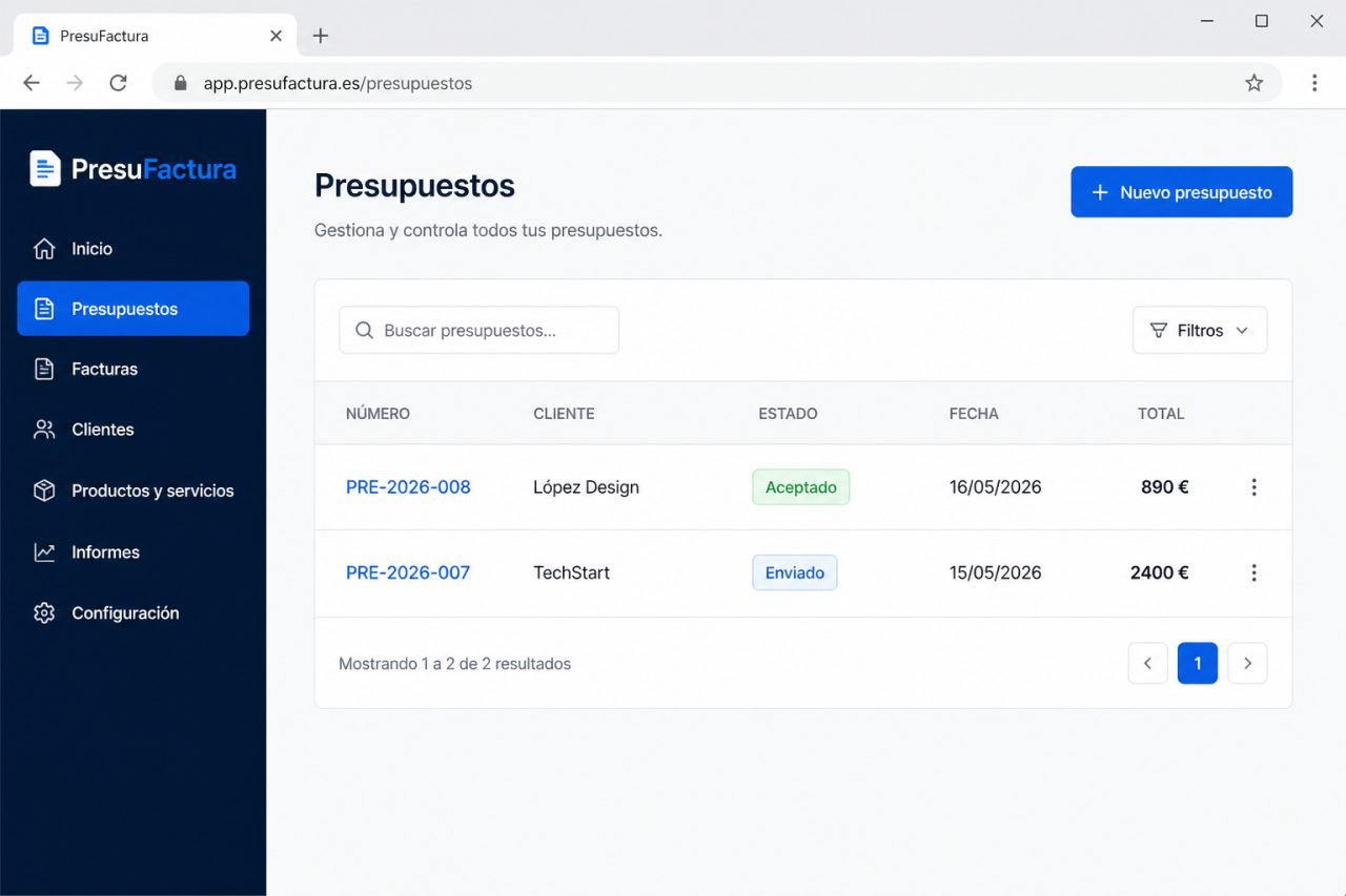 Presupuesto aceptado en PresuFactura